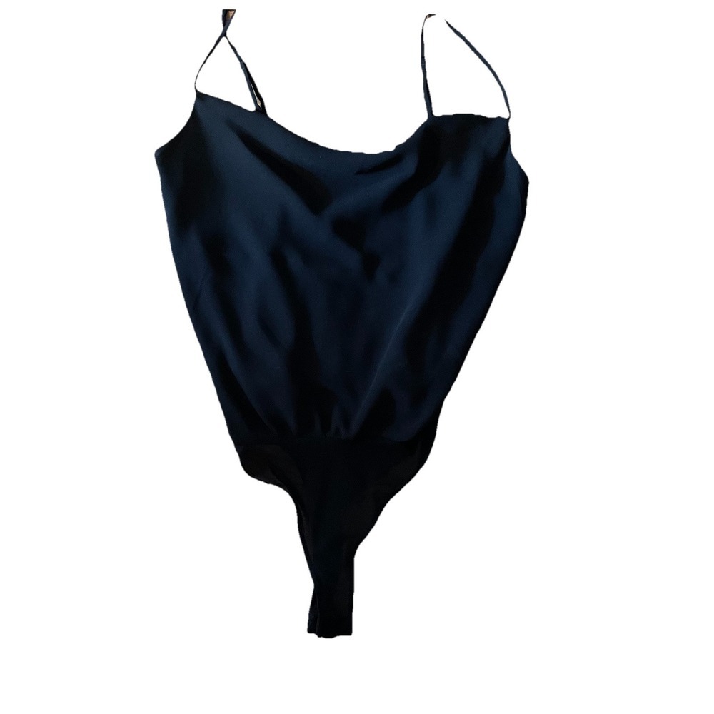 ASTR The Label Bodysuit Women XS Black Cowl‎ Spaghetti Strap NEW Chic Capsule
